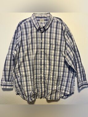 Men's Perlis XXXL Blue Plaid Button-Up Shirt SEE MEASUREMENTS for fit